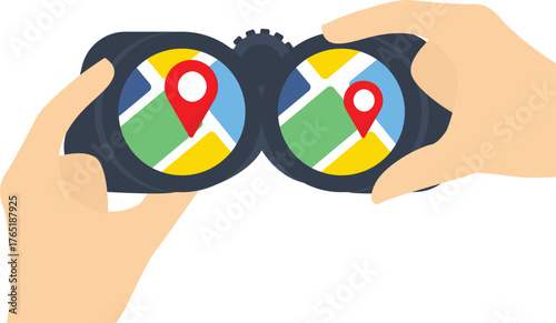 A spyglass binoculars icon, flat design

