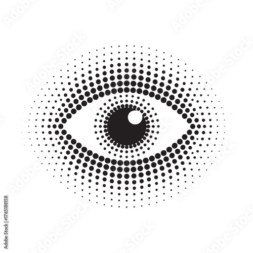 Eye halftone vector graphic design concept vision and perception abstract illustration