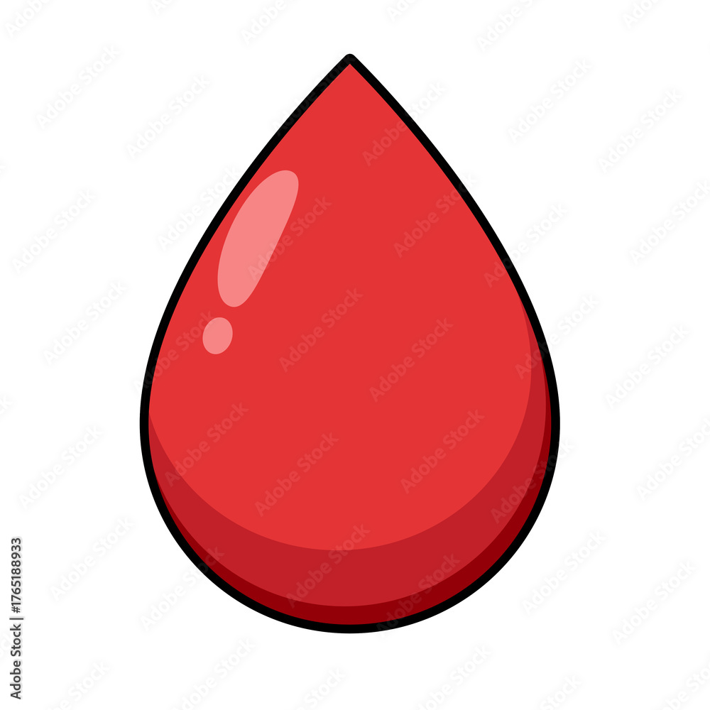 Fototapeta premium Simple Cartoon Illustration of a Red Drop of Blood Icon