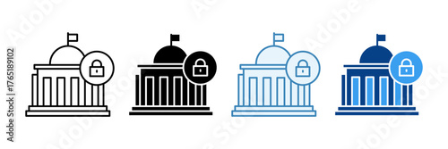 Government Lockdown  Icon Set Multiple Style Collection