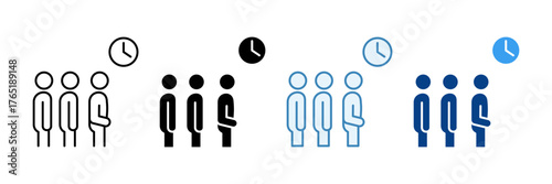 Waiting Line  Icon Set Multiple Style Collection