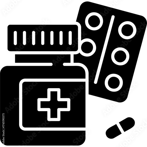 Solid Glyph Medication Icon