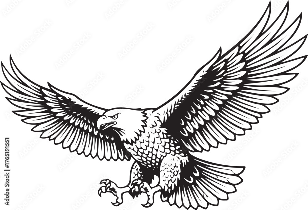 Fototapeta premium Majestic eagle in flight with detailed wings and sharp talons