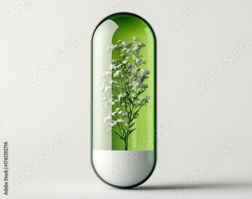 Wallpaper Mural Capsule with plant inside, green fluid, white background Torontodigital.ca