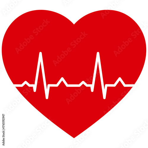 心電図　ハート　ベクター　イラスト　赤