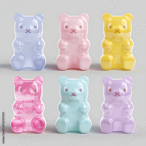 Pastel Gummy Bear Candy Art: Whimsical Children's Toys and Sweet Treat Decor in Vibrant Colors