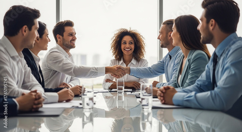 Professional Business People Shaking Hands During Office Meeting