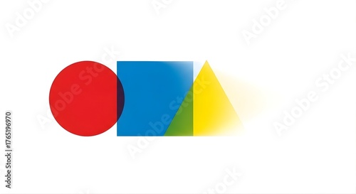 Free Download Colorful geometric shapes overlapping, creating a dynamic and abstract composition on white. - GFXLoad