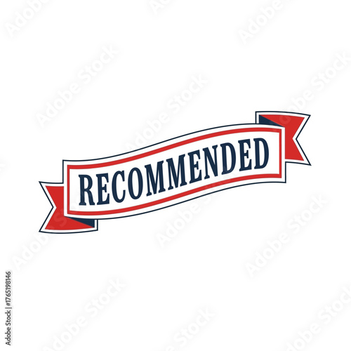 Recommended banner, red and blue ribbon style