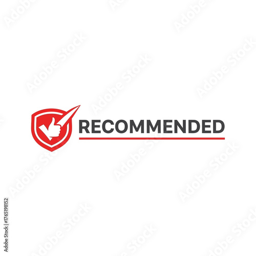 Red shield icon with checkmark and the word recommended