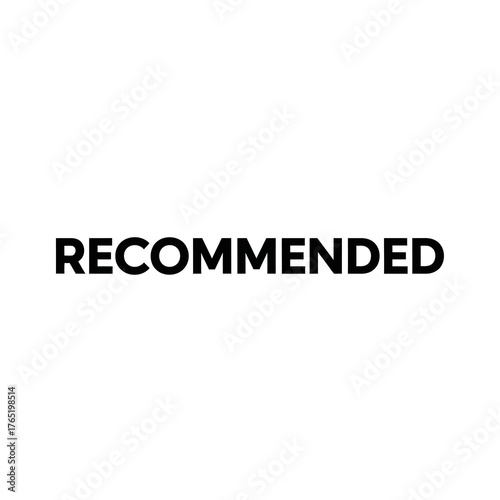 The word recommended in bold black capital letters centered on plain