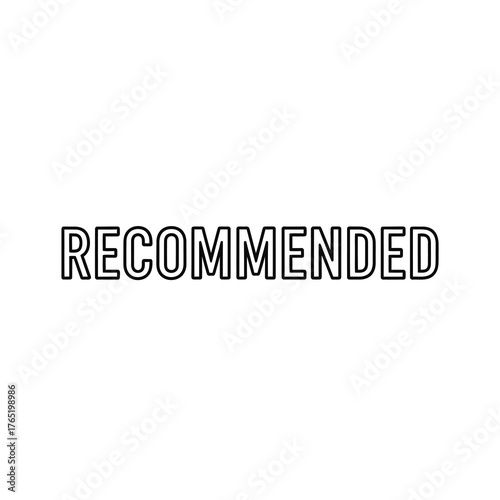 The word recommended in simple, bold, sansserif font, isolated on