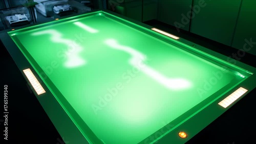 Illuminated Green Surface with Modern Design for High-Tech Environments and Creative Spaces