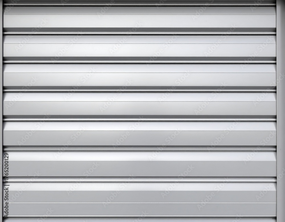 Obraz premium Close-up of a closed white industrial roll-up garage door texture.
