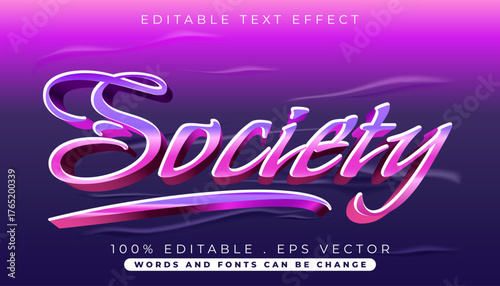 Society Text Effect Editable Vector Illustration with Stylized Typography for Design
