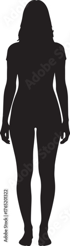 Elegant female silhouette with flowing hair and simple dress