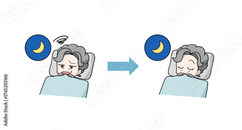 睡眠の改善のイラストセット・高齢女性