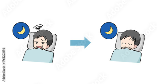 睡眠の改善のイラストセット・男性