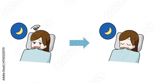 睡眠の改善のイラストセット・女性