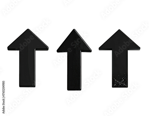Three black arrows pointing up on black