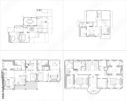Interior Design Furniture Layout Plan for Two-Story Residential House – 2 Collection Set in Luxury Modern Style
