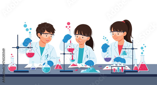 Young students engage in exciting science experiments in a vibrant laboratory setting.