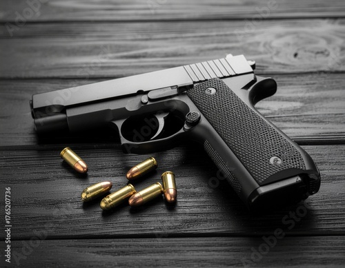 High-quality collection of modern firearms, pistols, revolvers, rifles, and ammunition with realistic shooting scenes and bullet effects, ideal for weapon design and military concepts.
