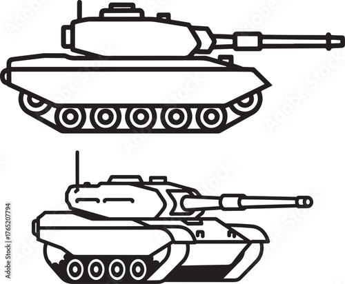 Two military tank silhouettes side view