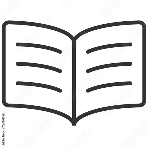 black outline open book icon