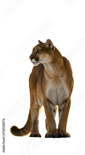 Golden Cougar With Glowing Aura Realistic Photo Isolated