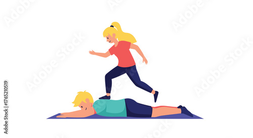 Couple exercising together performing a fun partner workout routine.