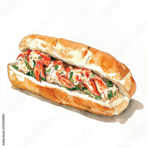 Delicious Lobster Roll Sandwich on a Toasted Bun.