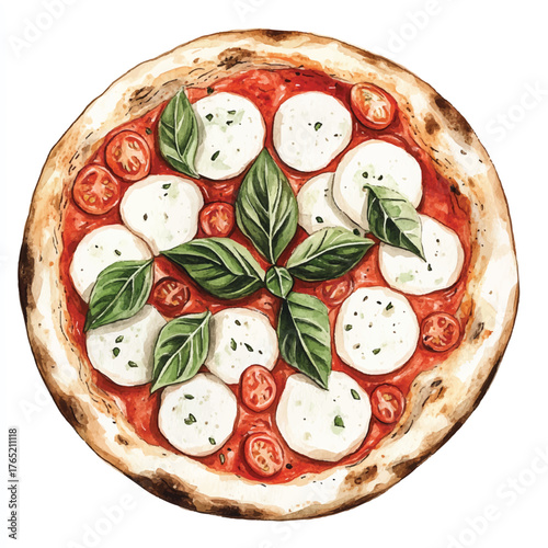 Delicious Margherita Pizza with Fresh Basil and Tomatoes on Top.