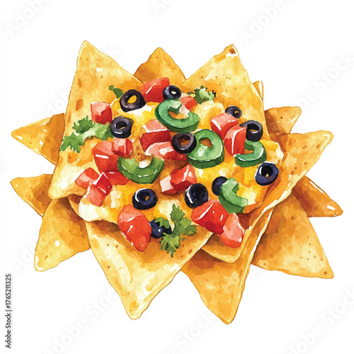 Delicious Nachos with Melted Cheese and Toppings.