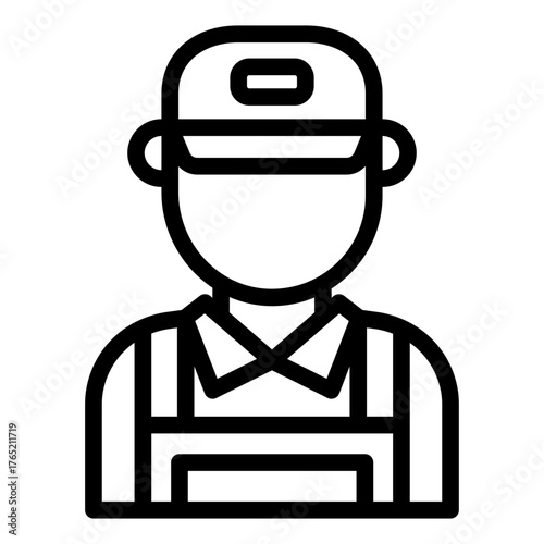restaurant staff waiter outline icon with name tag