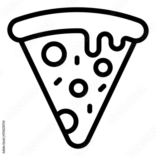 cheesy slice pizza outline icon for casual fast food