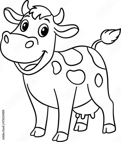 Cute Cow Outline Cartoon