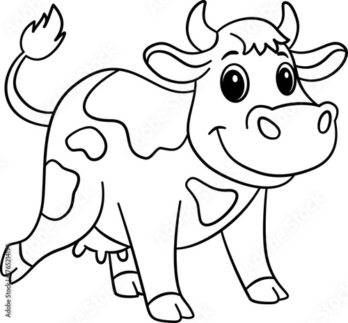 Cute Cow Outline Cartoon