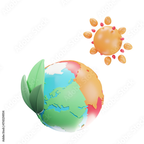 Climate Globe 3D Enviroment Climate Illustration