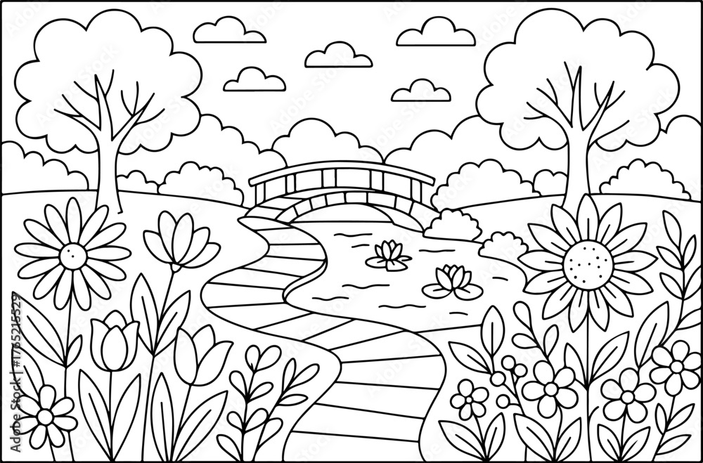 custom made wallpaper toronto digitalhand drawn vector doodle illustration of intricate garden coloring page for kids line art