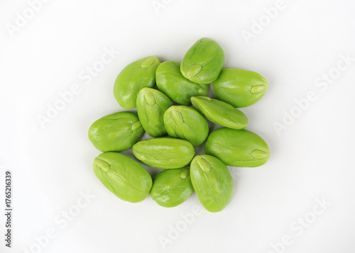 Wallpaper Mural Stink beans (Parkia speciosa) on white background. Top view. Torontodigital.ca