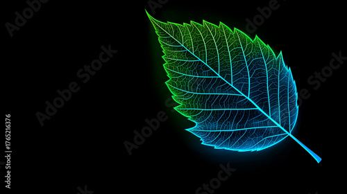 Vibrant electric leaf texture glowing modern art