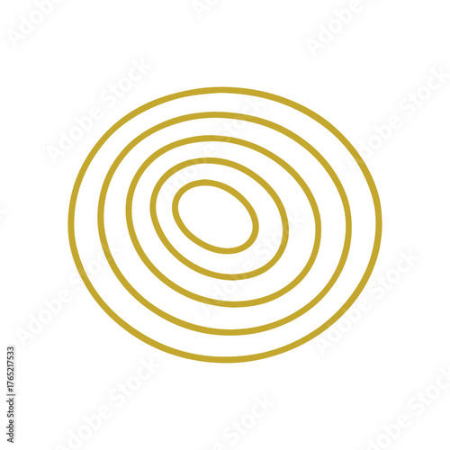 Golden elliptical rings expanding on a pristine white background elegant design