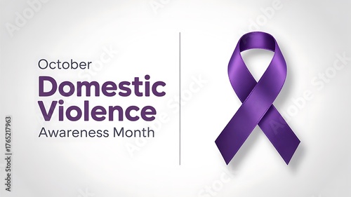 Purple ribbon symbol for domestic violence awareness month in october promoting support and education against abuse and violence