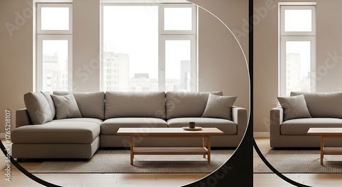 Modern Living Room with Sectional Sofa and Natural Light.