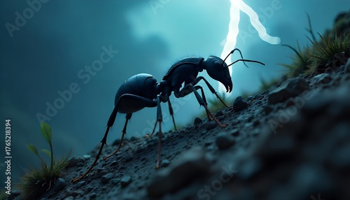 Giant Ant Under a Stormy Sky