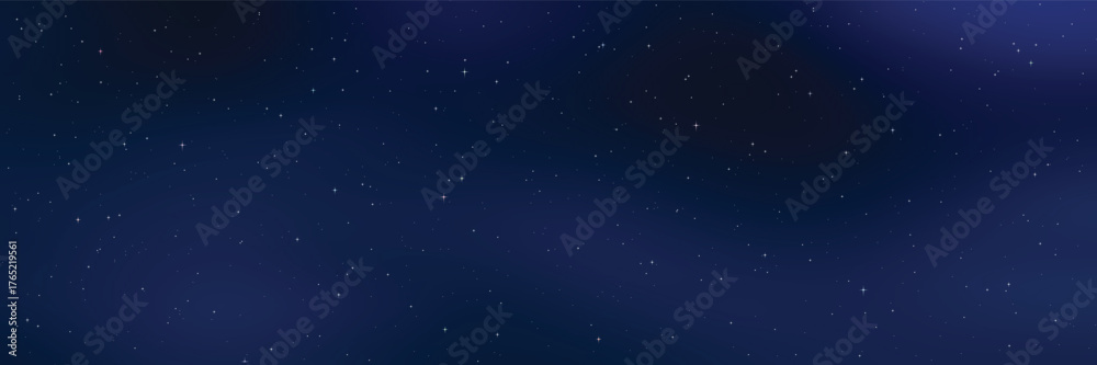 Fototapeta premium Starry night sky, space and galaxy, vector design, panoramic view