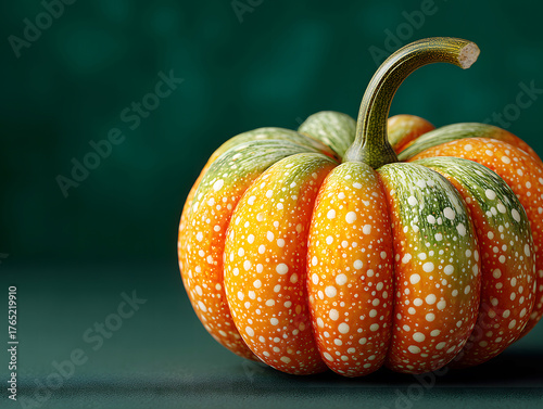 Colorful Decorative Pumpkin with White Spots, Halloween Thanksgiving Fall Design and Holiday Decoration Material