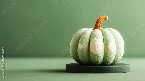 Green Decorative Pumpkin with White Spots, Fall Halloween Home Decor and Design Material
