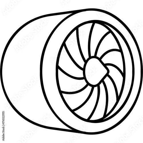 Line Art Jet Engine Icon